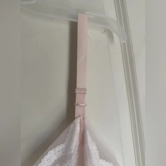 Slip pink 50s vintage Elegant Pink Lace trim Dress adjustable strap lightweight - Picture 7 of 14